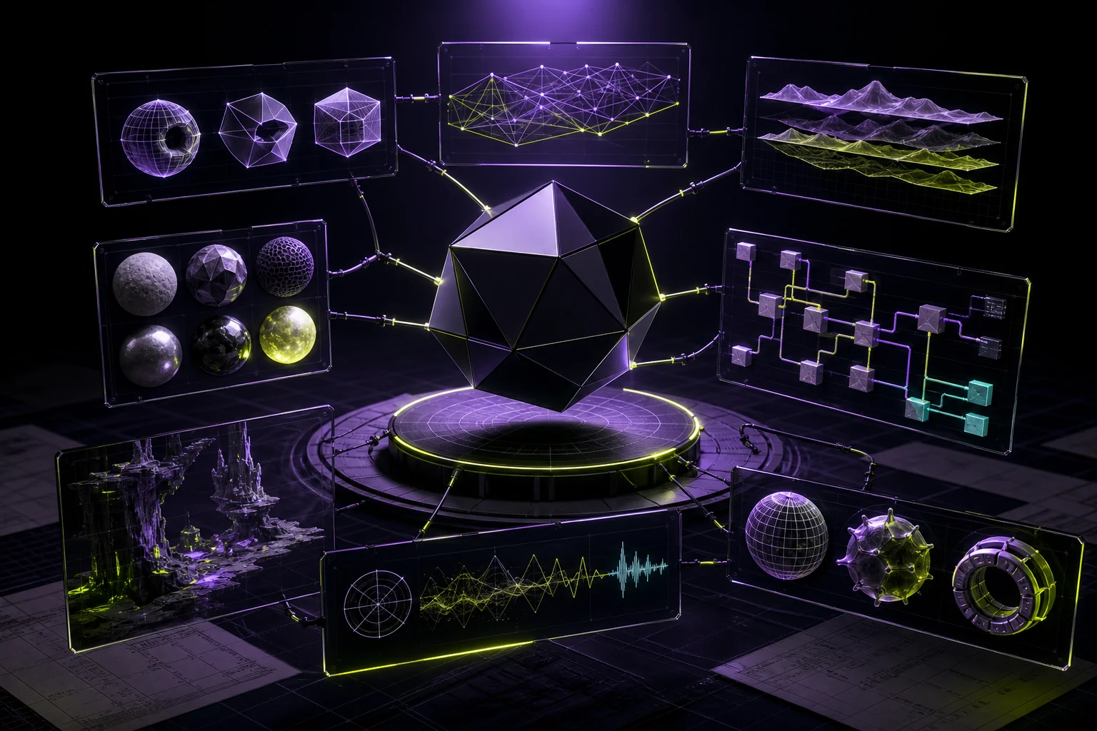A dimensional research atlas linking mesh, material, level and production knowledge